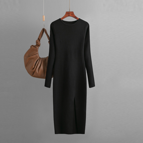 Long Sleeve Knitted Backless Sweater Dress for Women