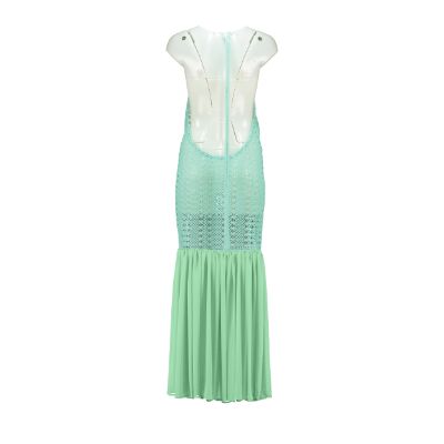 Women's Green Crochet Open Back Maxi Dress