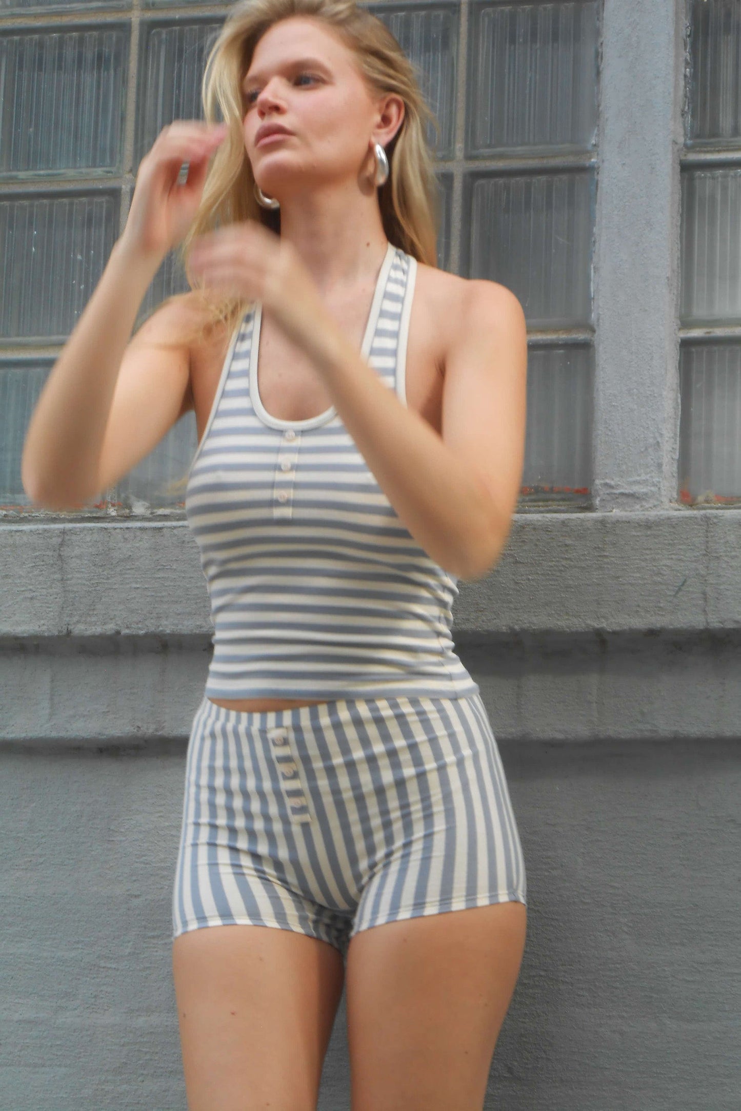 Bruna Halter Top Seaside Stripe Fitted Womens Summer Blouses