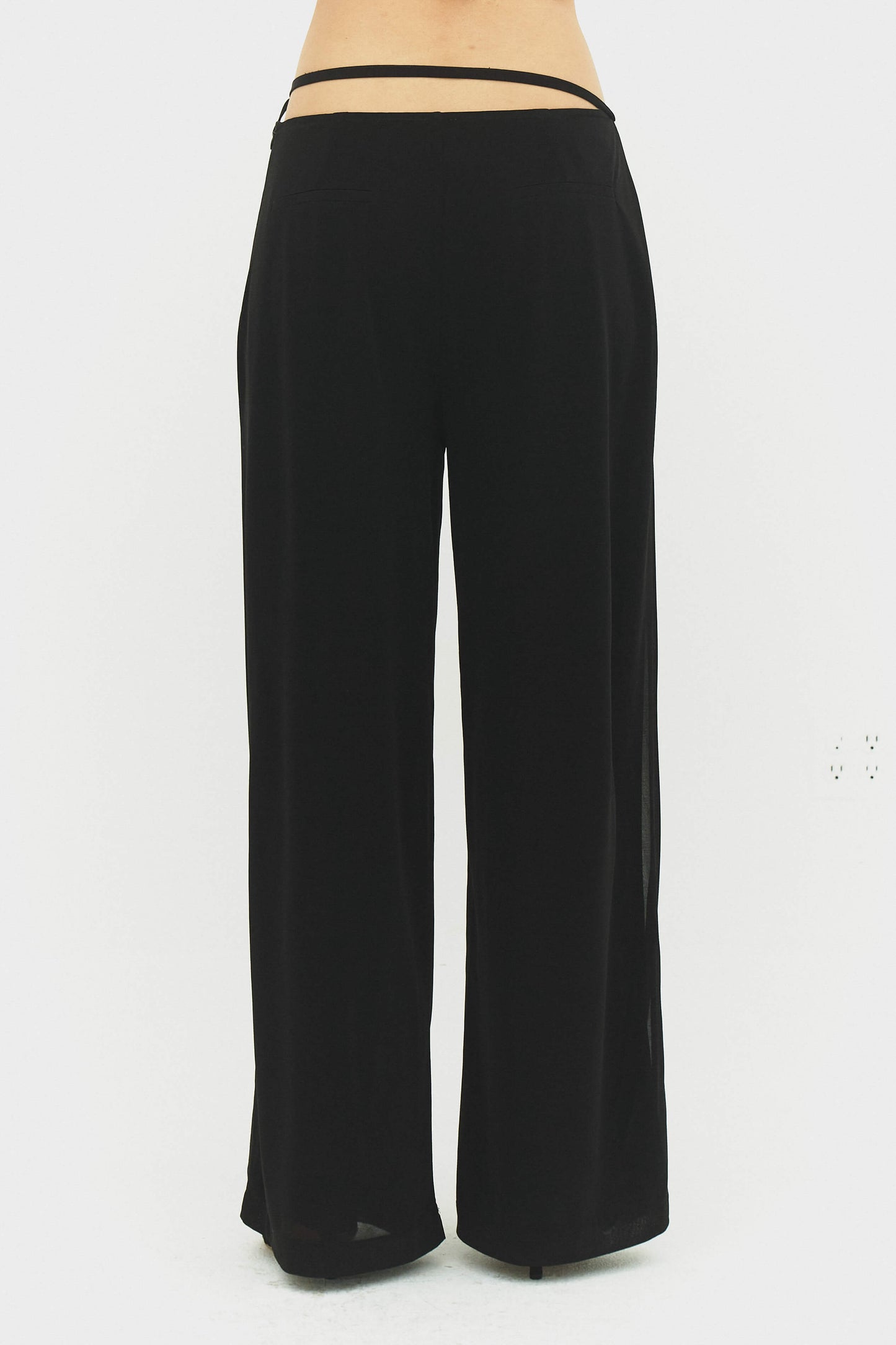 Emilia Wide Leg Pants Black Adjustable Side Tie Womens Style