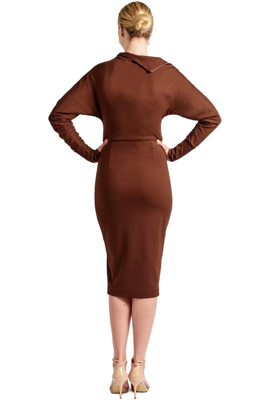 Asymmetric Long Sleeve Convertible Midi Dress for Women