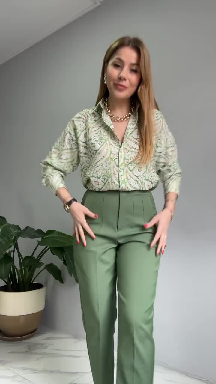 Printed Jacket Slim Trousers Two Piece Set Womens Daily Wear
