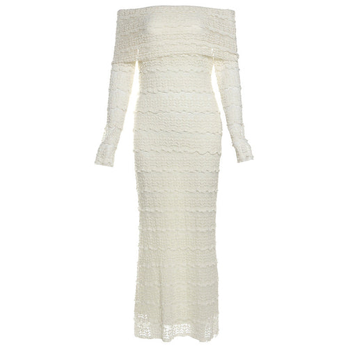 Elegant Off Shoulder Lace Maxi Dress for Women Summer Chic
