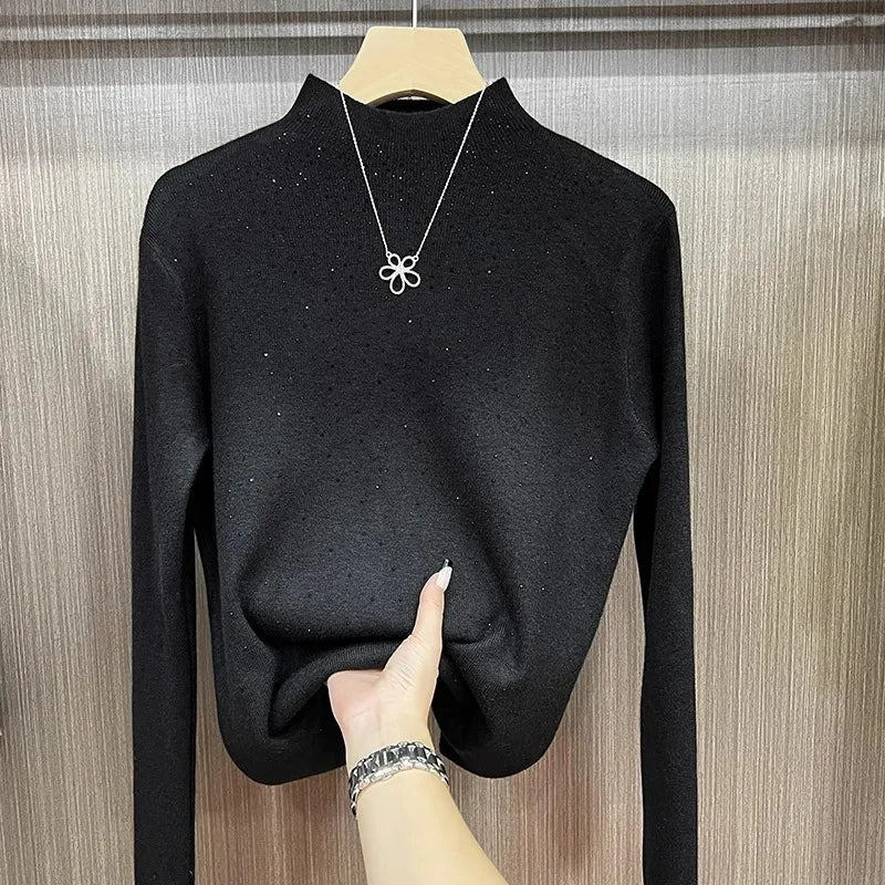Winter Turtleneck Sweaters Women Sparkling Tops Slim Fit Pullover Women Knitted Sweater Jumpers Warm Pull Pullovers