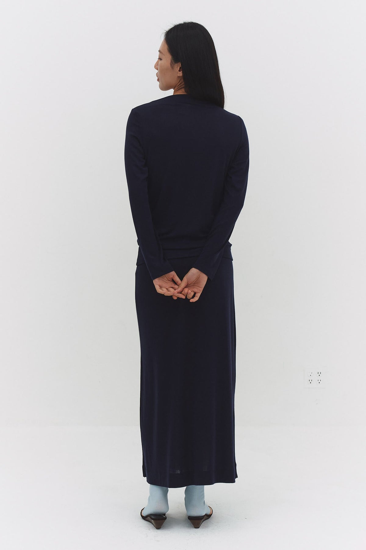 Narae Long Sleeve Top Navy Lightweight Layering Women Outfit