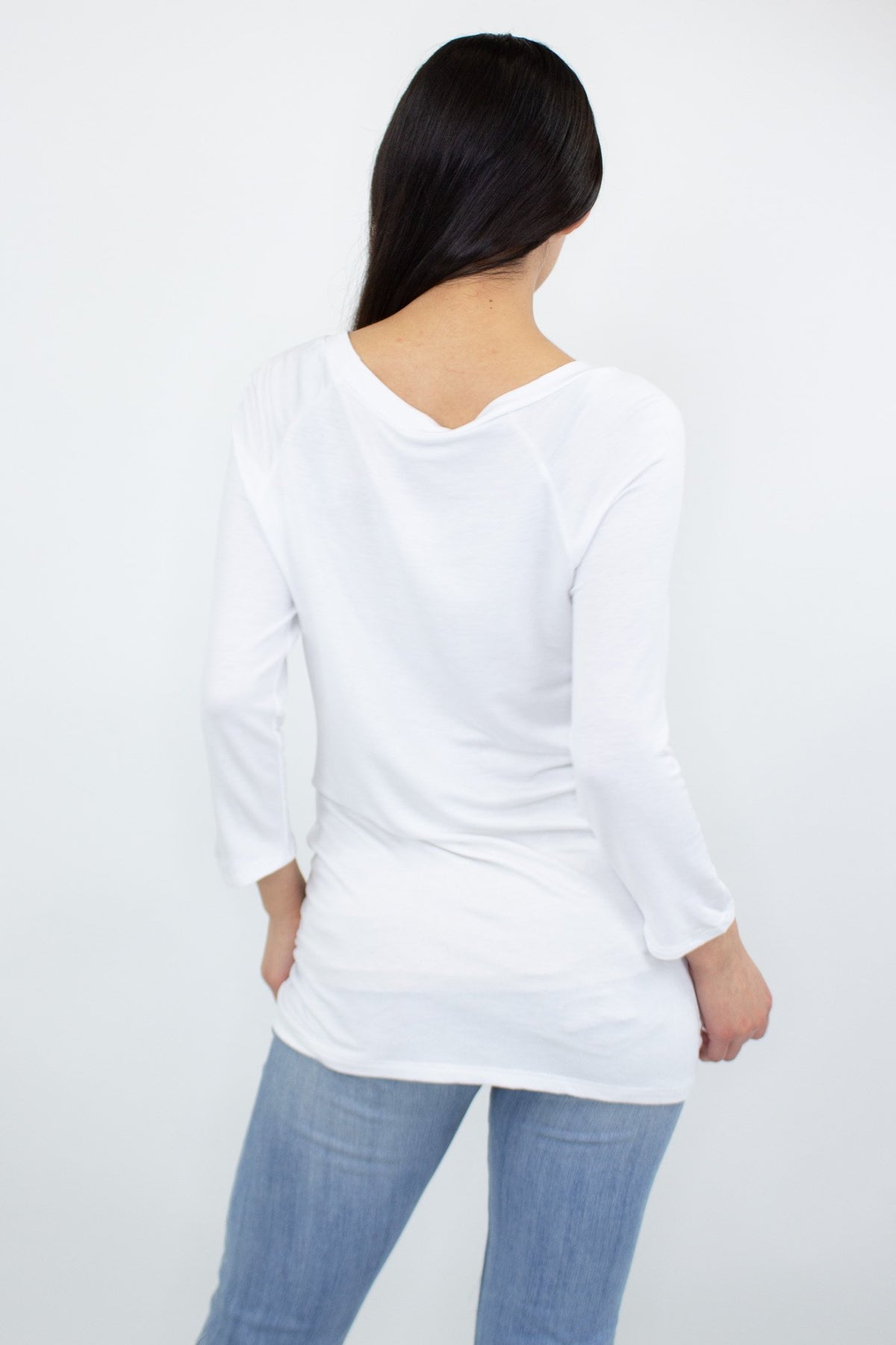 Women's White Twist Front Casual Blouse Top