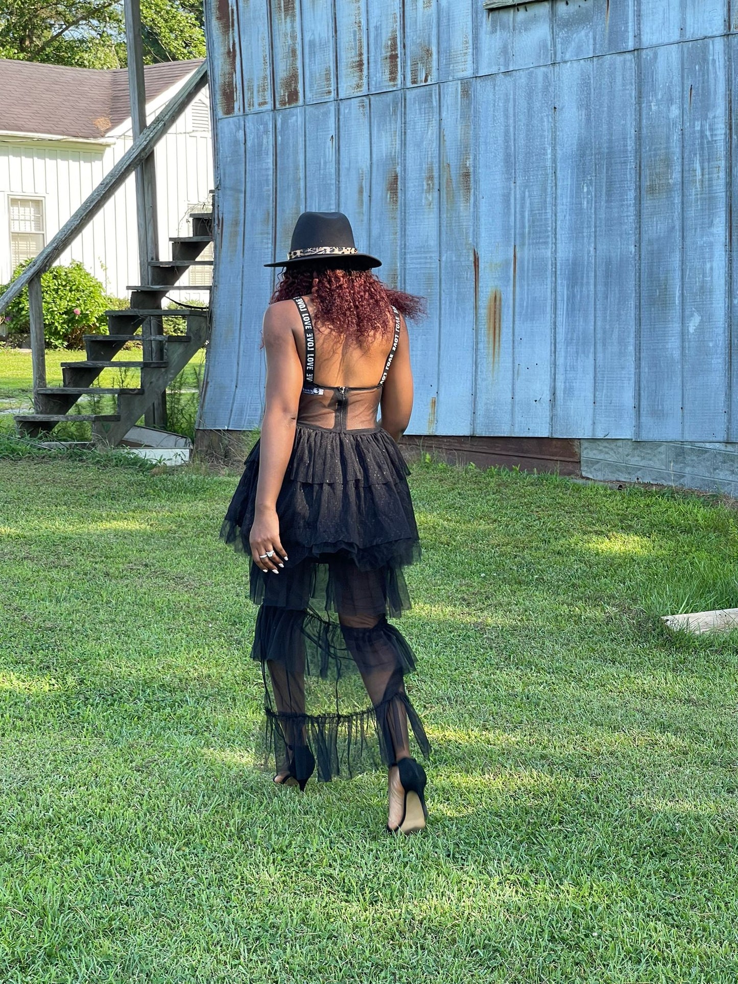 Women's Elegant Lace Long Sleeve Maxi Dress Black Chic