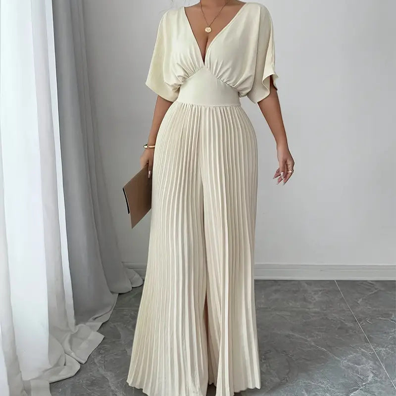 Pleated Wrap Style Maxi Dress for Women Elegant Evening Wear