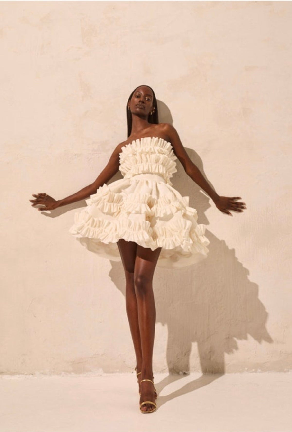 Women's Strapless Ruffle Cupcake Party Mini Dress