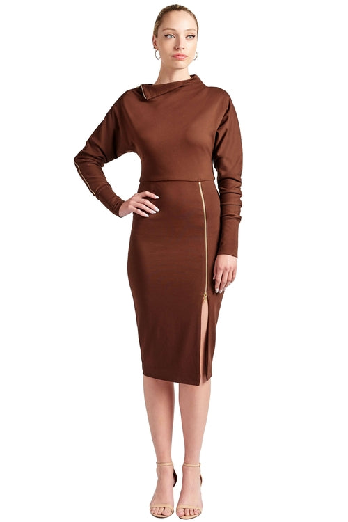 Asymmetric Long Sleeve Convertible Midi Dress for Women