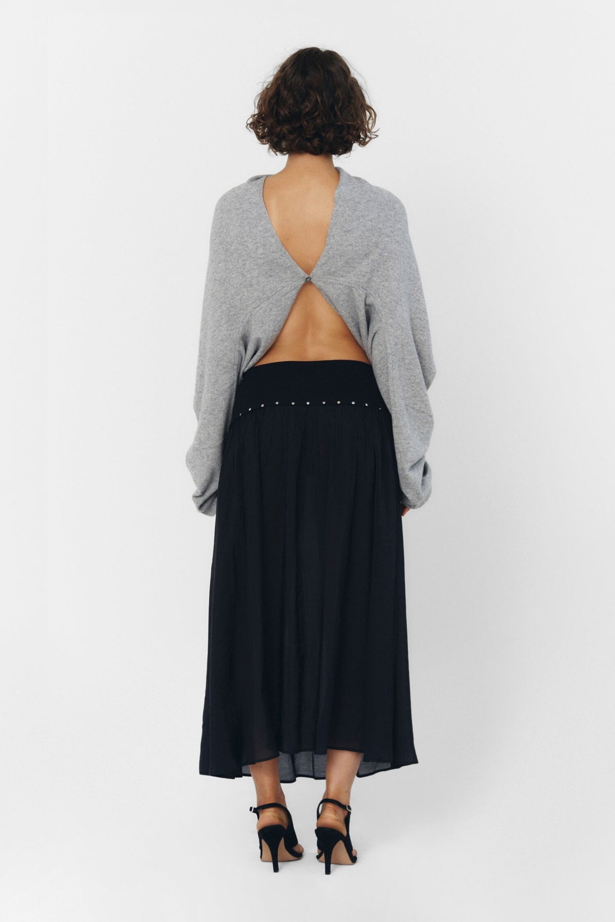 Cashmere Wool Multi-Way Bolero Top – Heather Grey