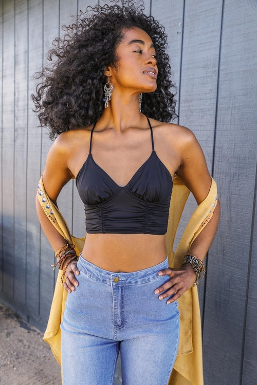 Women's Ruched Bralette Soft Wireless Everyday Bra