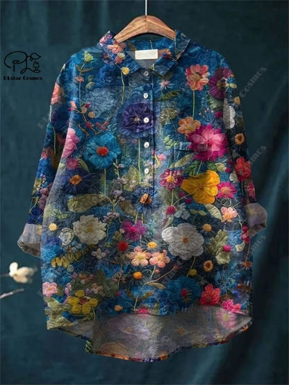 Women 3D Floral Open Tube Shirt Strapless Summer Top Printed