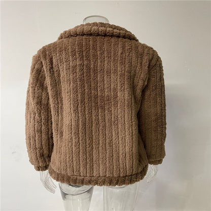 Oversized Fleece Sherpa Jacket with Pockets and Zip Up