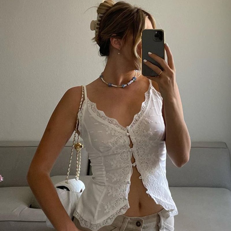 Women's American Style Sexy Lace V-neck Cardigan Top