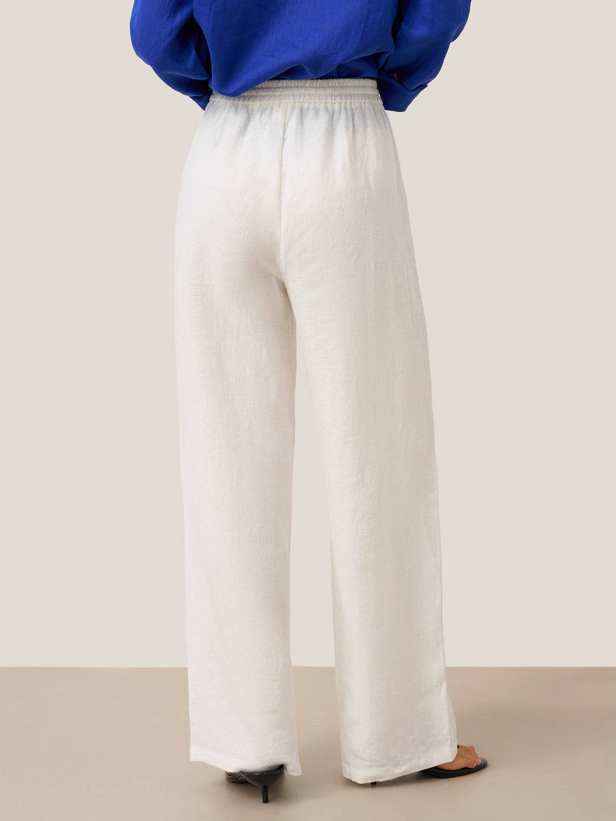 Women 100 Linen Straight Leg Drawstring Pants Casual