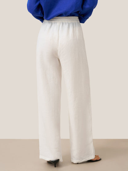 Women 100 Linen Straight Leg Drawstring Pants Casual