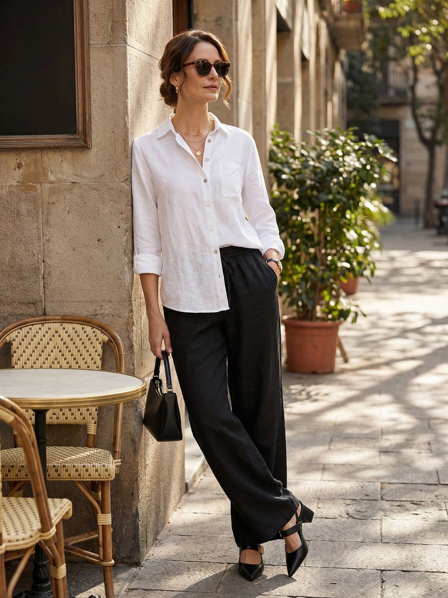 Women 100 Linen Straight Leg Drawstring Pants Casual