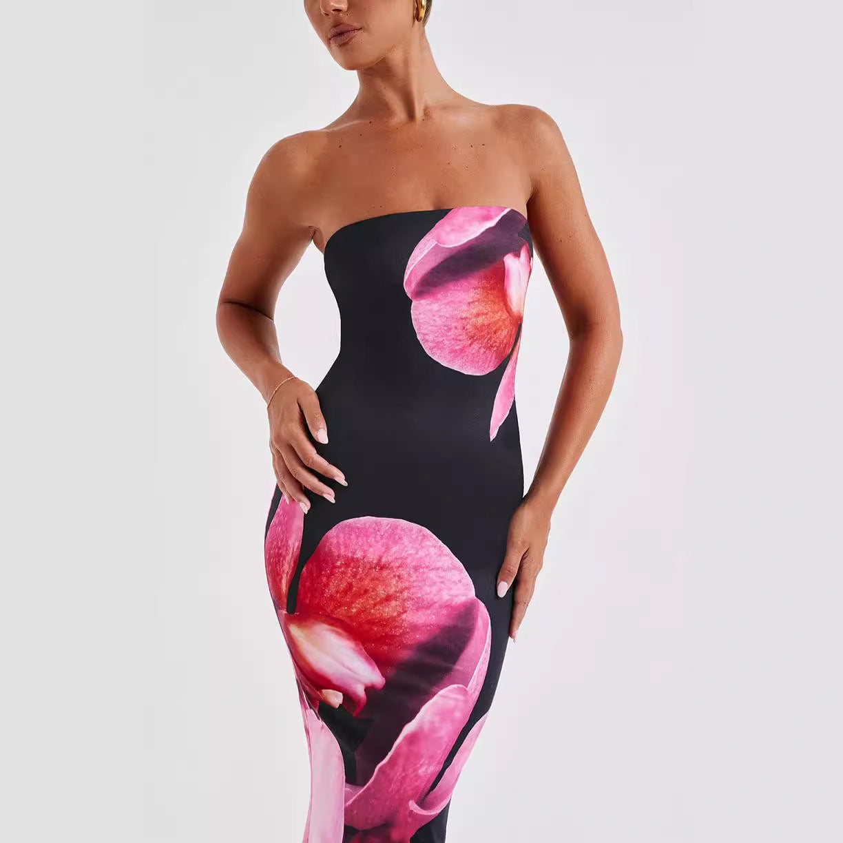 Backless Floral Tube Maxi Dress for Women Summer Elegant