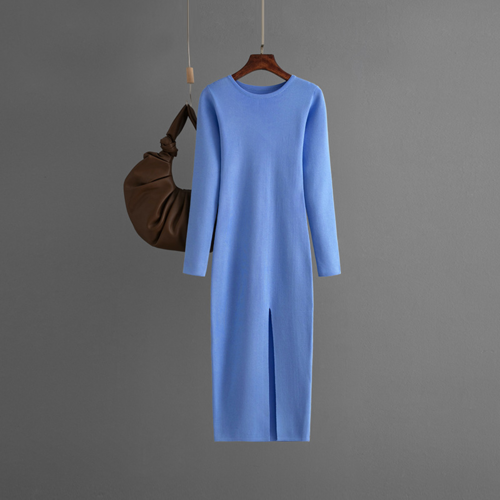 Long Sleeve Knitted Backless Sweater Dress for Women