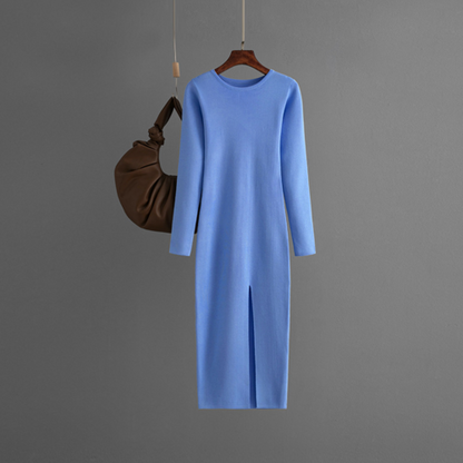 Long Sleeve Knitted Backless Sweater Dress for Women