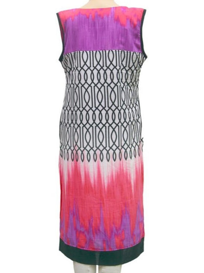 Black & Purple Printed Sleeveless Synthetic Kurta for Women