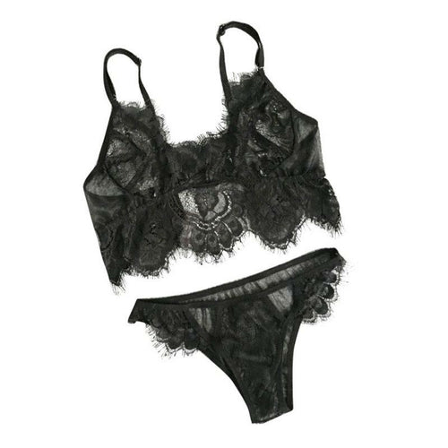 Sexy Lace Bralette G String Sheer Mesh Lingerie Set Women