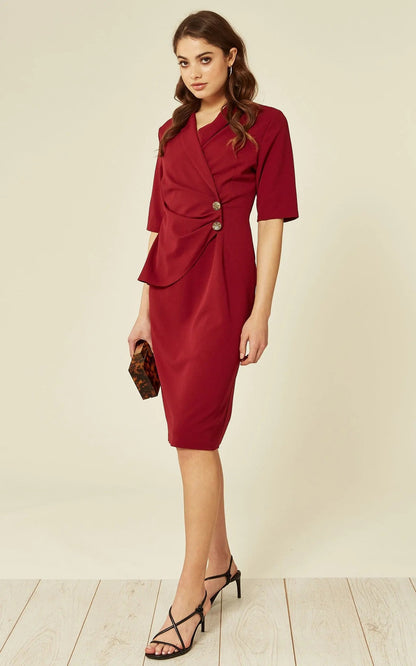 Women's Wrap Blazer Dress Elegant Office Dress