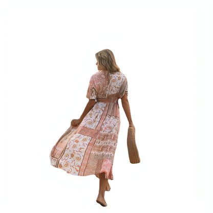 Floral Print A-Line Dress Women Spring Casual Elegant Wear