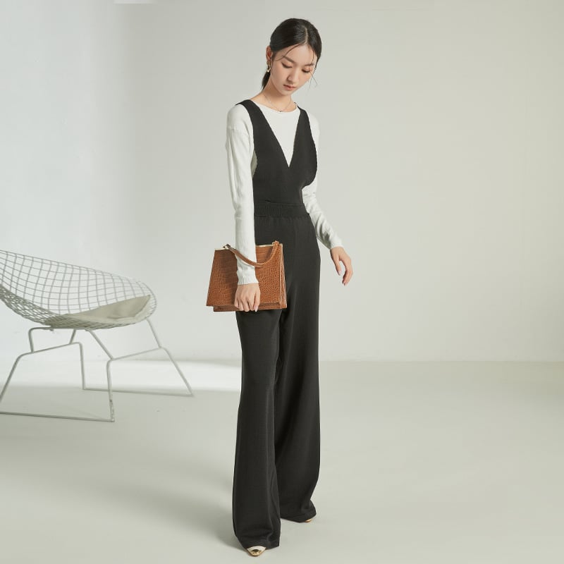 Sleeveless High Waist Casual Knit Jumpsuit for Autumn