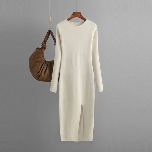 Long Sleeve Knitted Backless Sweater Dress for Women