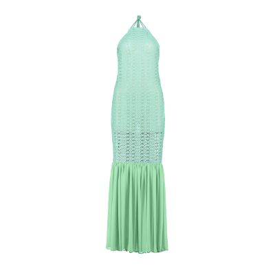 Women's Green Crochet Open Back Maxi Dress