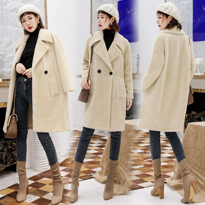 Women's Loose Fit Thick Woolen Coat for Autumn/Winter