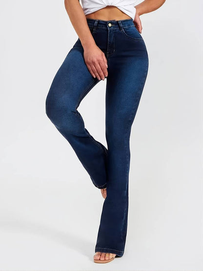 High-Rise Skinny Bell Bottoms Dark Wash Jean Pants