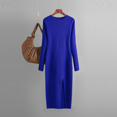 Long Sleeve Knitted Backless Sweater Dress for Women