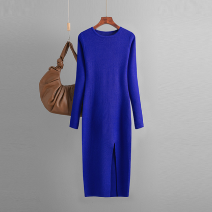 Long Sleeve Knitted Backless Sweater Dress for Women