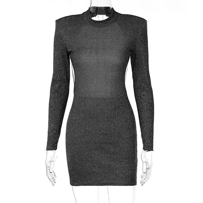 Round Neck Long Sleeve Hip Dress