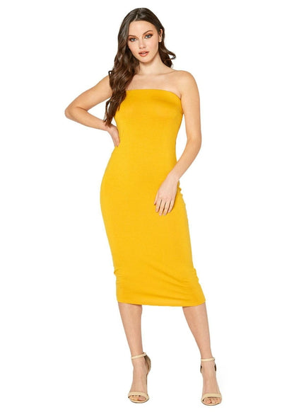 Women's Tube Top Bodycon Knee Length Dress