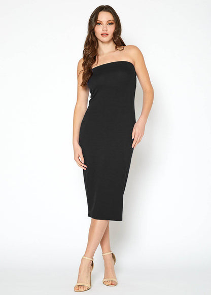 Women's Tube Top Bodycon Knee Length Dress