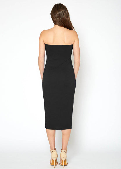 Women's Tube Top Bodycon Knee Length Dress