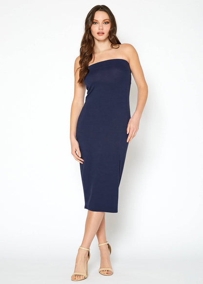 Women's Tube Top Bodycon Knee Length Dress