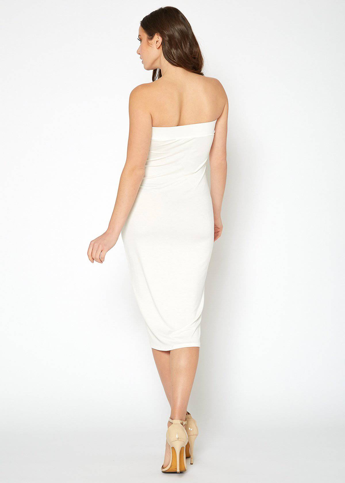 Women's Tube Top Bodycon Knee Length Dress