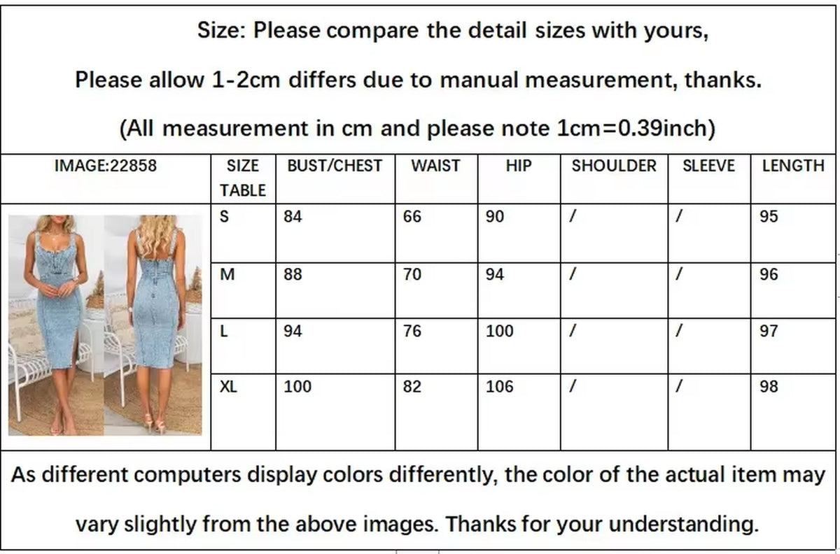 Women Y2K Bodycon Tank Dress Sleeveless Denim Midi Dress
