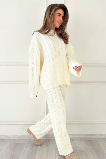 Slim-Fit Sweater and Straight Pants Two-Piece Set