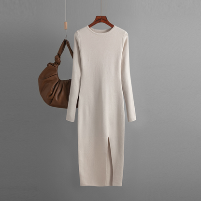 Long Sleeve Knitted Backless Sweater Dress for Women