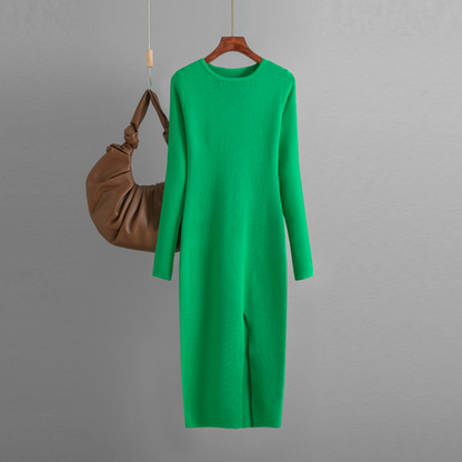 Long Sleeve Knitted Backless Sweater Dress for Women