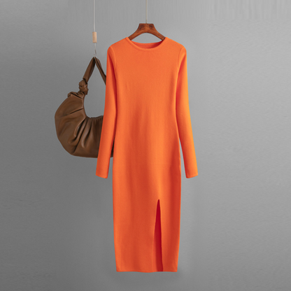 Long Sleeve Knitted Backless Sweater Dress for Women