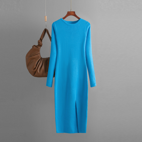 Long Sleeve Knitted Backless Sweater Dress for Women