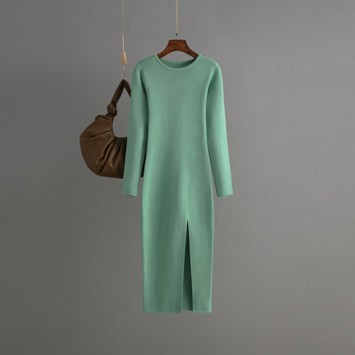 Long Sleeve Knitted Backless Sweater Dress for Women