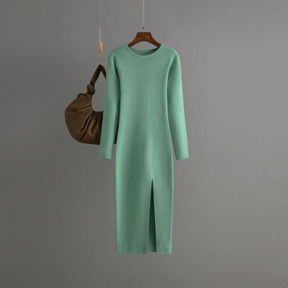 Long Sleeve Knitted Backless Sweater Dress for Women